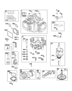 Short Block Diagram and Parts List for 797092  Briggs and Stratton Engine